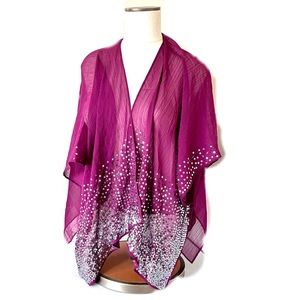 VINCE CAMUTO Deep Magenta Sequin Border Sparkle Party Wrap NWT